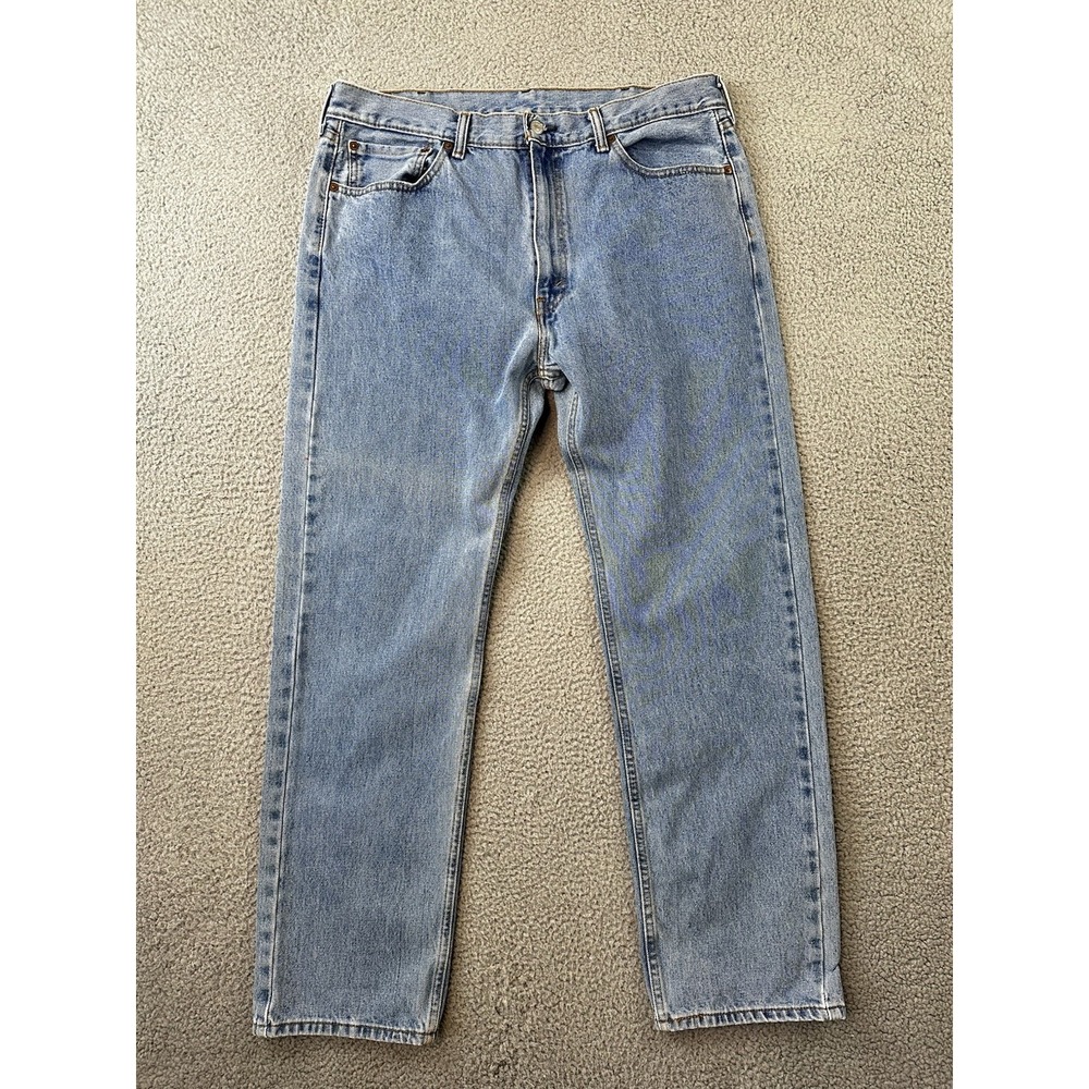 Levis 505 Jeans Mens 38x32 Light Wash Straight Leg Casual
